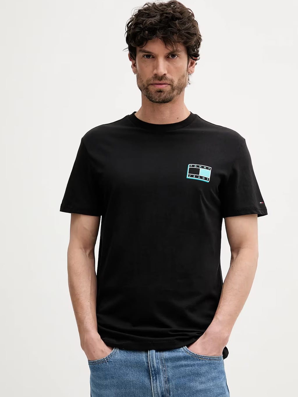 Μπλούζα με κοντό μανίκι ανδρική μαύρο Tommy jeans