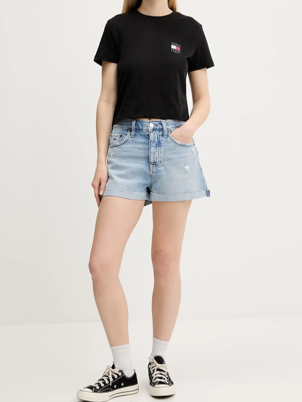 Μπλούζα με κοντό μανίκι tommy us flag ss black Tommy jeans