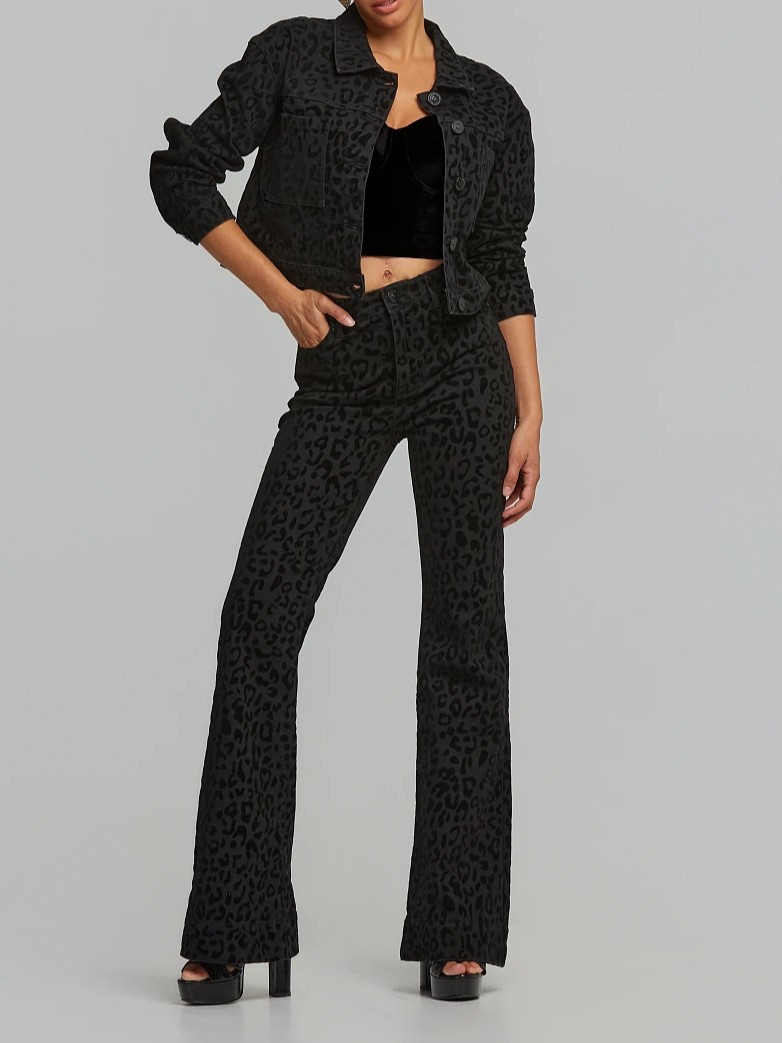 Παντελόνι τζίν με λεοπάρ print Black Lynne
