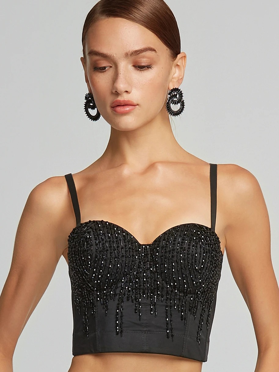 Μπούστο κεντημένο με χάντρες black Lynne