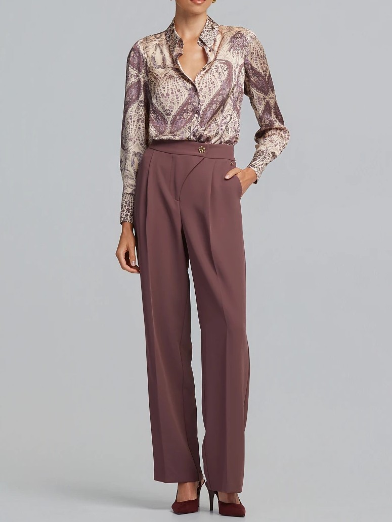 Pants high-waisted crepe Brown Lynne