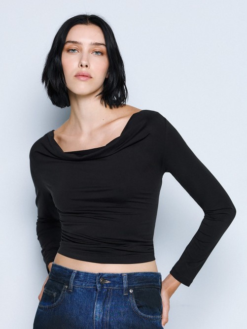 Μπλούζα με μακρύ μανίκι ντραπέ Black Access