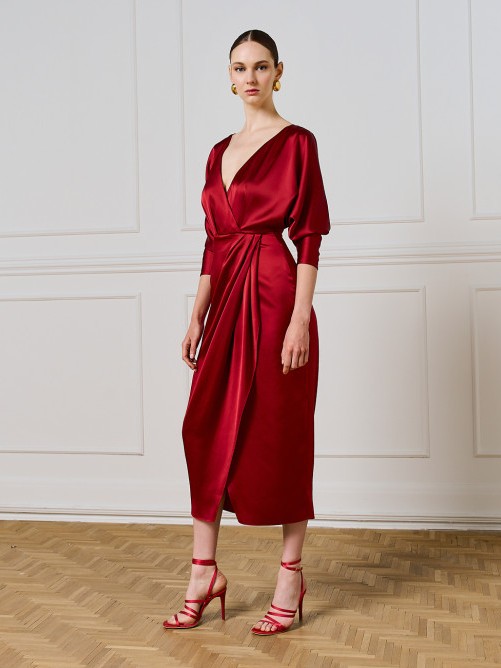 Dress satin wrap bordeaux Access