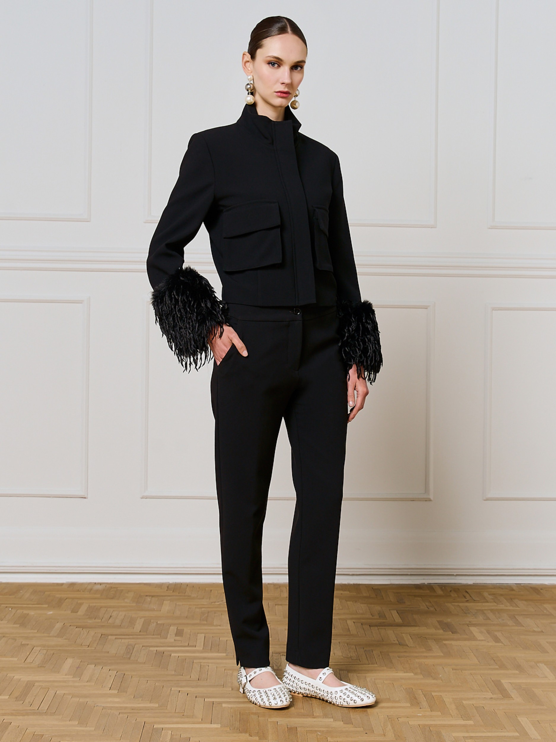 Pants high waisted straight Black Access