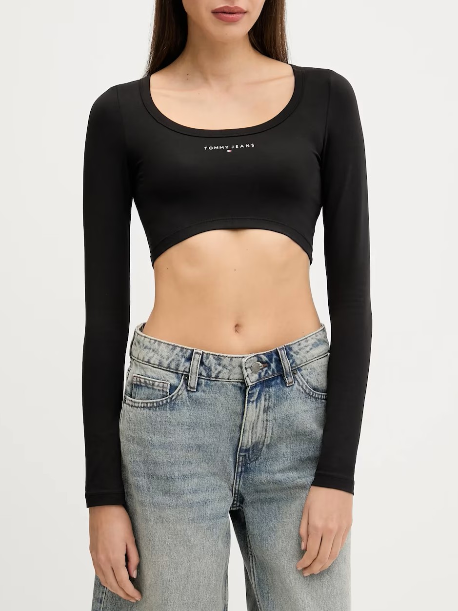 Μπλούζα με μακρύ μανίκι Tjw crp linear Black Tommy jeans 