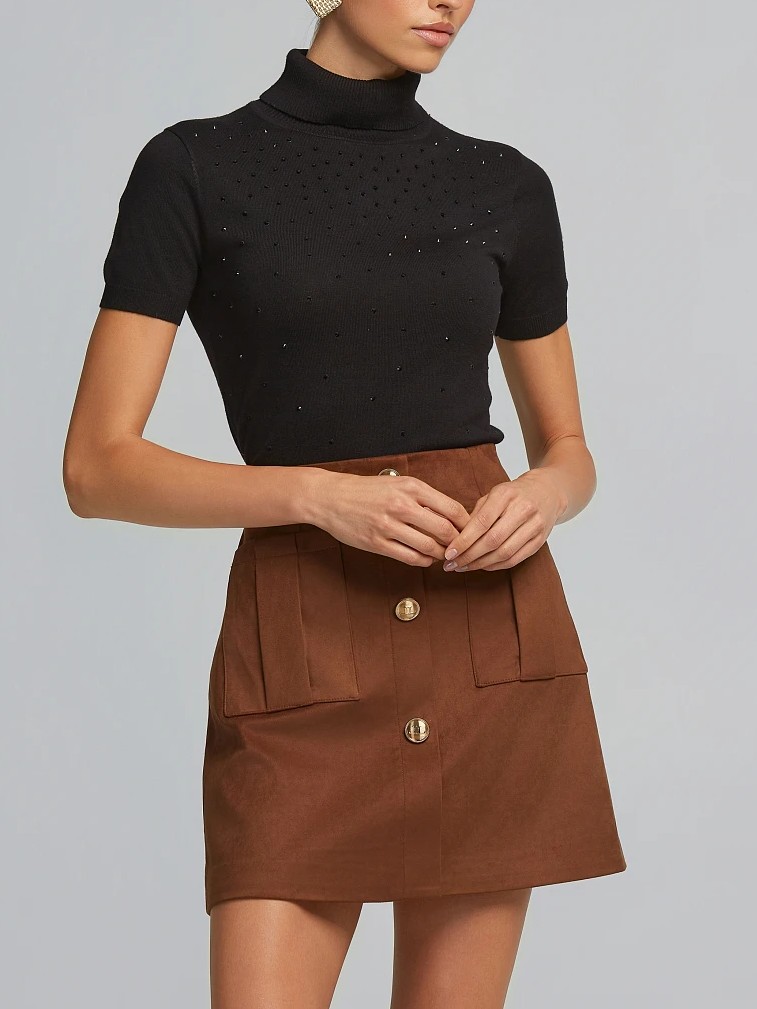 Πουλόβερ ζιβάγκο με στρας Black Lynne