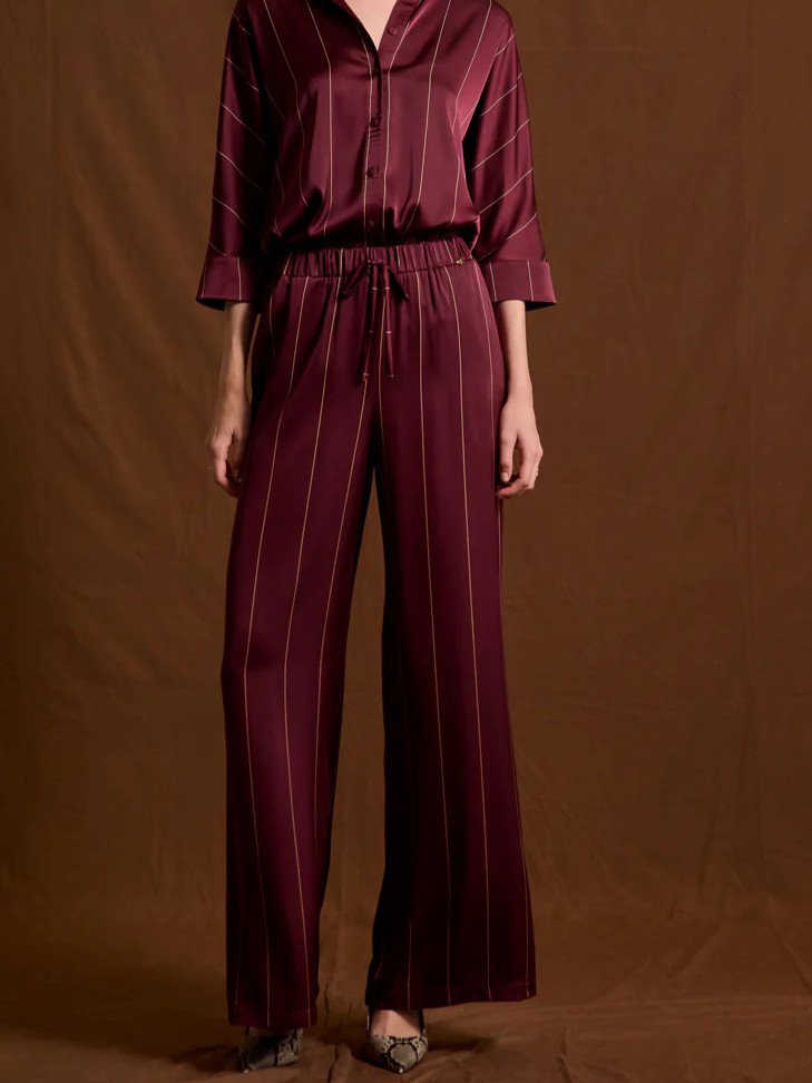 Pants striped in satin look Melissa Bordeaux Enzzo