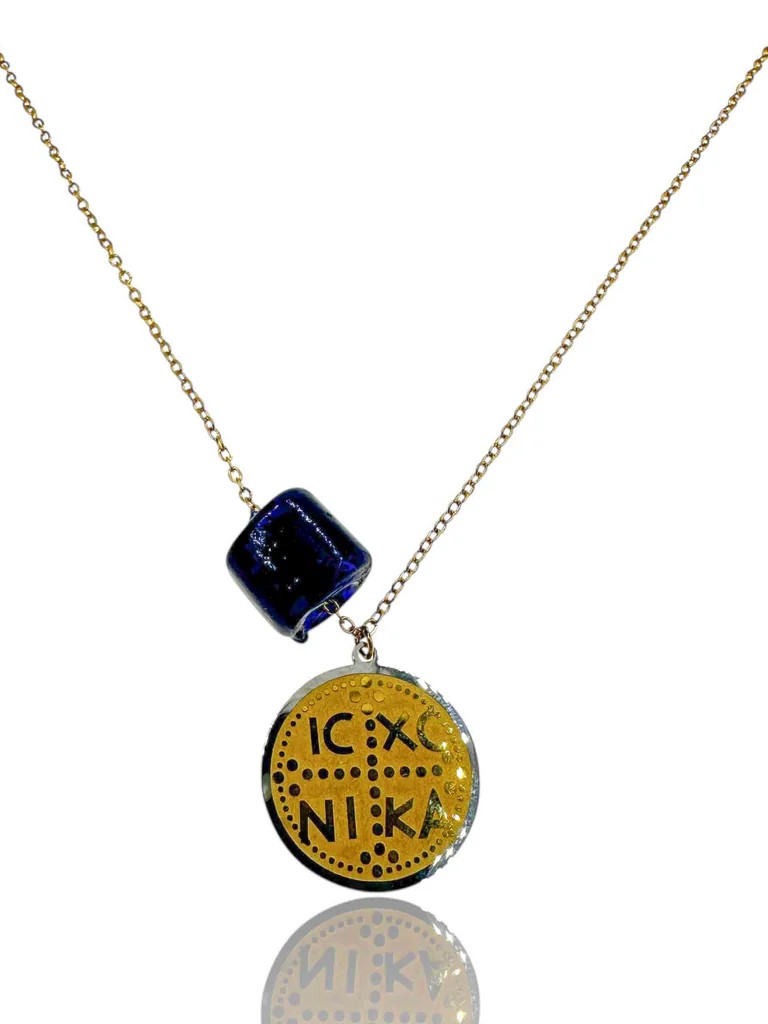 Steel Jewelry IC-XC NIKA in Dual Tone with Translucent Stone Elephantina