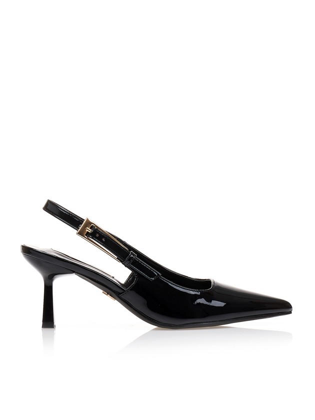 Γόβες mules Black λουστρίνι μυτερές Tsoukalas