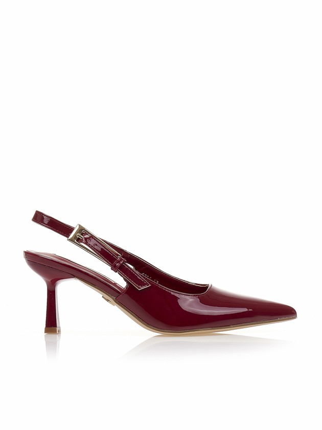 Γόβες mules Bordeaux λουστρίνι μυτερές Tsoukalas	