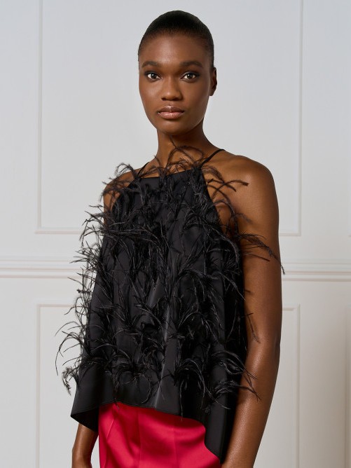 Τοπ halter με πούπουλα Black Access