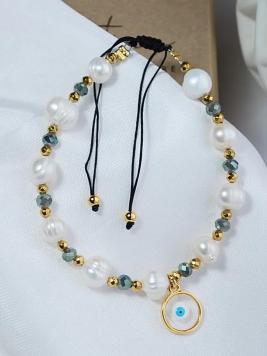 Bracelet with pearls, crystals and eye Elephantina