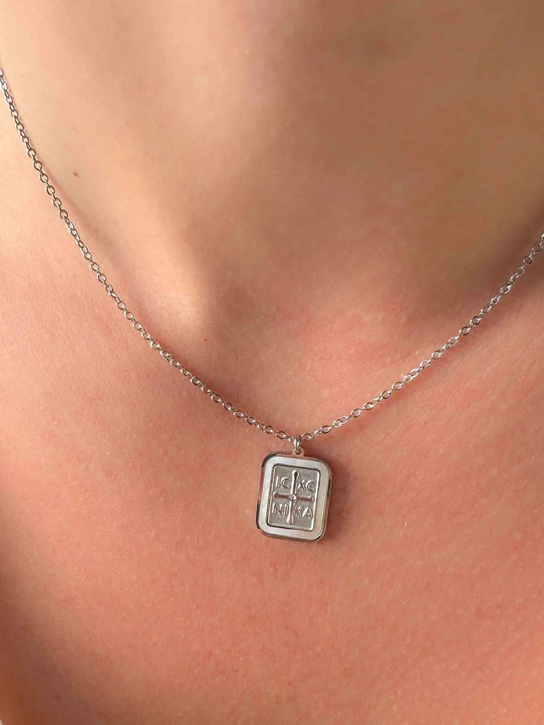 Κολιέ ΙΧΝΚ με Φίλντισι - Ατσάλινη Αλυσίδα Επαργυρωμένη Elephantina