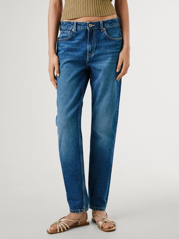 Jean High Waist Taper Violet Blue Pepe Jeans