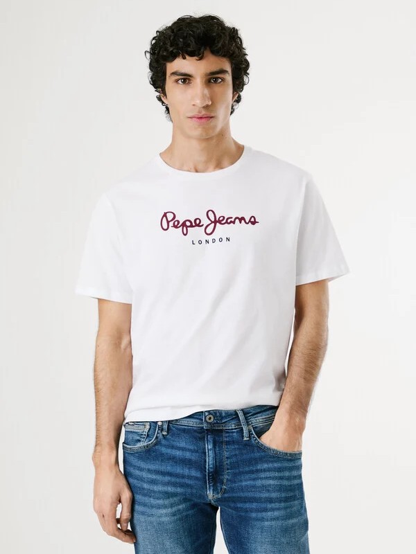 Μπλούζα με κοντό μανίκι Eggo White Pepe Jeans