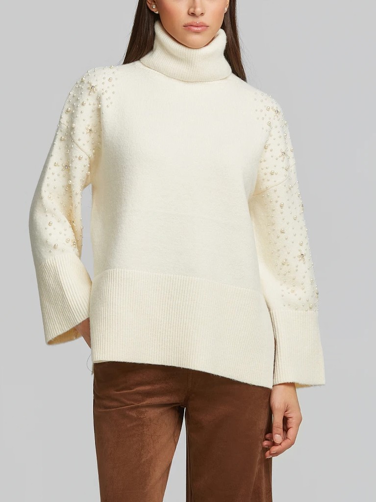 Πουλόβερ με πέρλες σε άνετη γραμμή Ecru Lynne