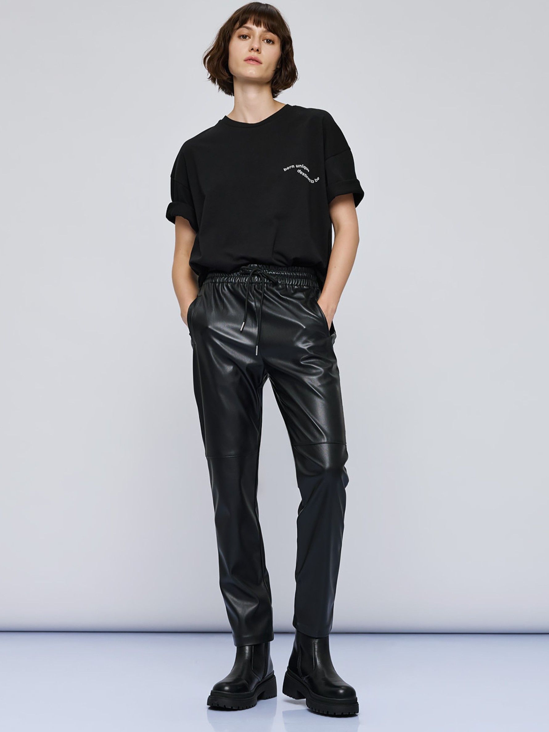 Παντελόνι δερματίνη με λάστιχο Black Access