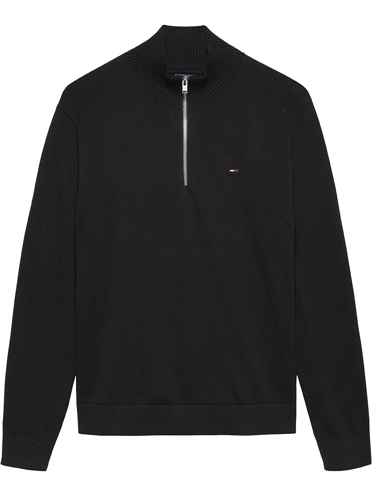 Πλεκτό πουλόβερ Slim Essential Light 1/4 Zip Black Tommy jeans