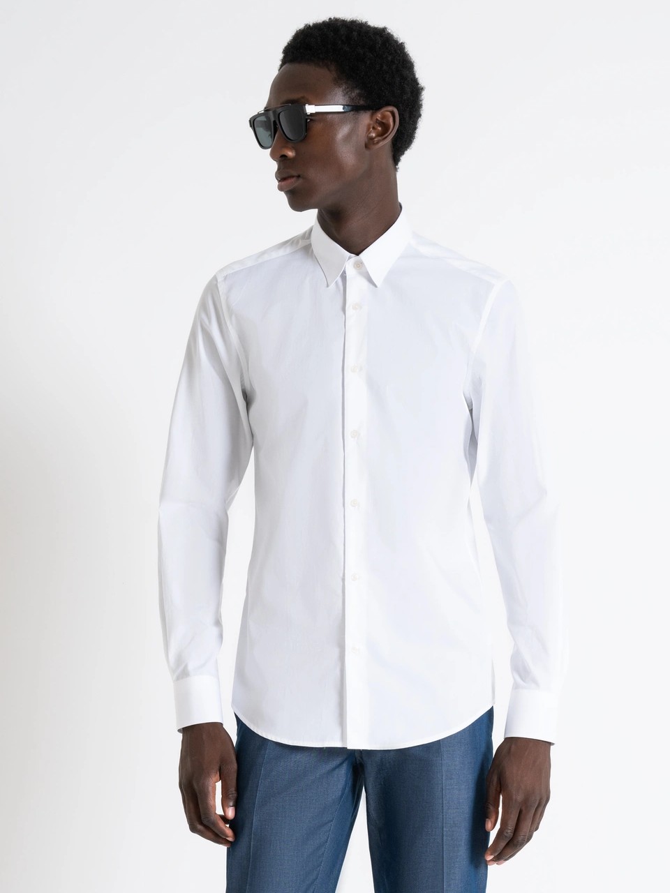 Πουκάμισο ανδρικό σε στενή γραμμή Napoli White Antony Morato