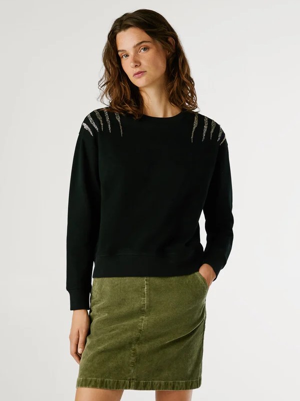 Πουλόβερ με κρυστάλλινες λεπτομέρειες Barny Black Pepe jeans