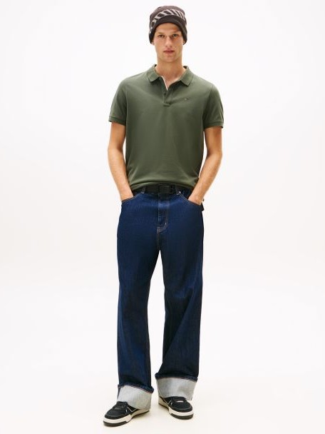 Πόλο με κοντό μανίκι TJM slim placket Olive green Tommy jeans	