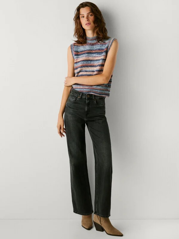 Τζίν high-rise straight fit Lexa Black Pepe jeans