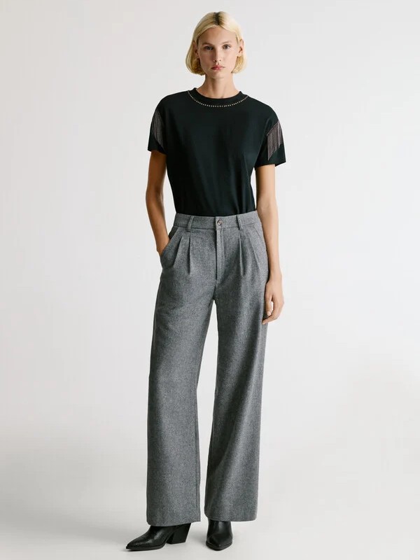 Παντελόνι ψαροκόκκαλο straight Sia Grey Pepe jeans