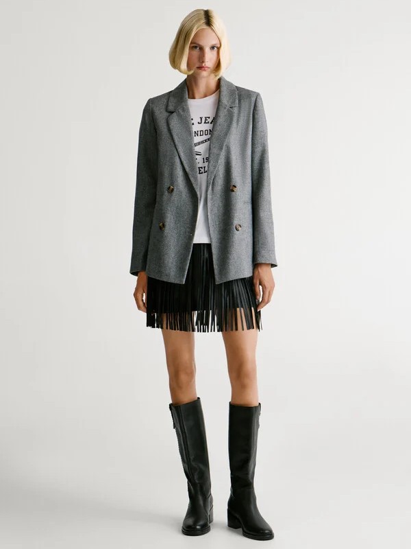 Σακάκι ψαροκόκκαλο Sia Grey Pepe jeans