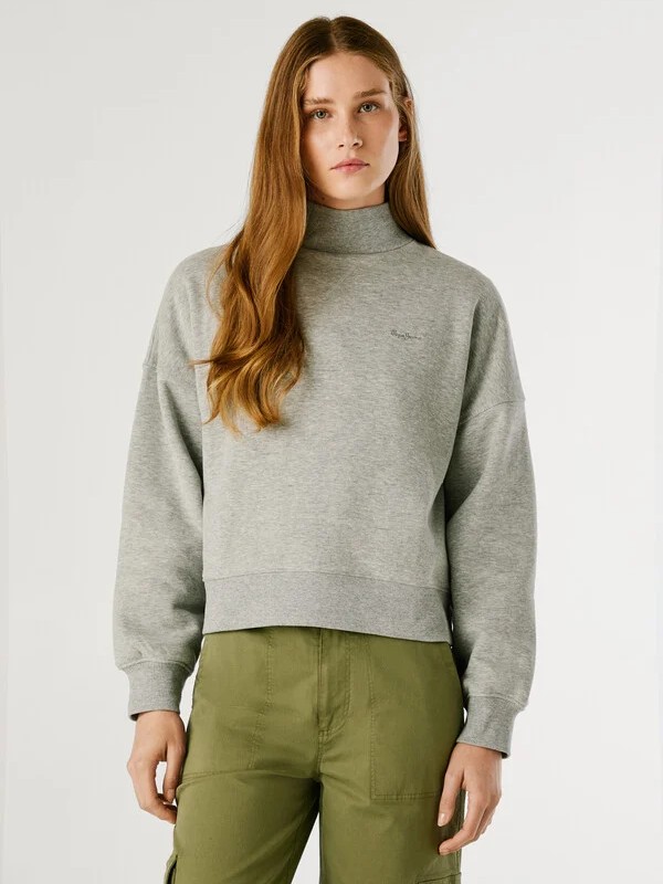 Φούτερ με λογότυπο και Perkins γιακά Bila Grey Pepe jeans