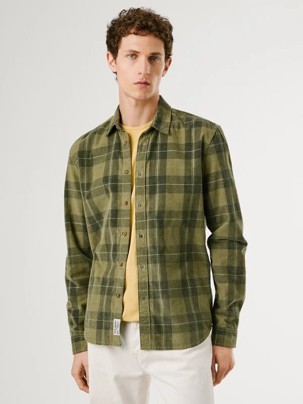 Πουκάμισο regular fit Caster Olive Pepe jeans