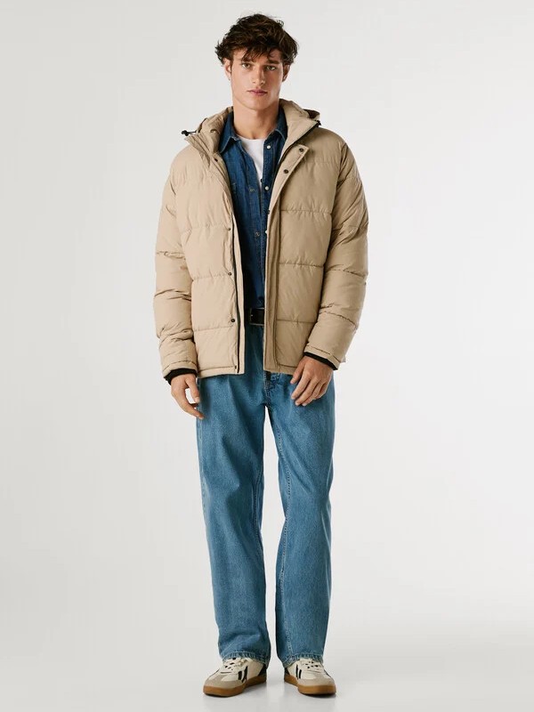 Μπουφάν hooded padded puffer Jobias Beige Pepe jeans