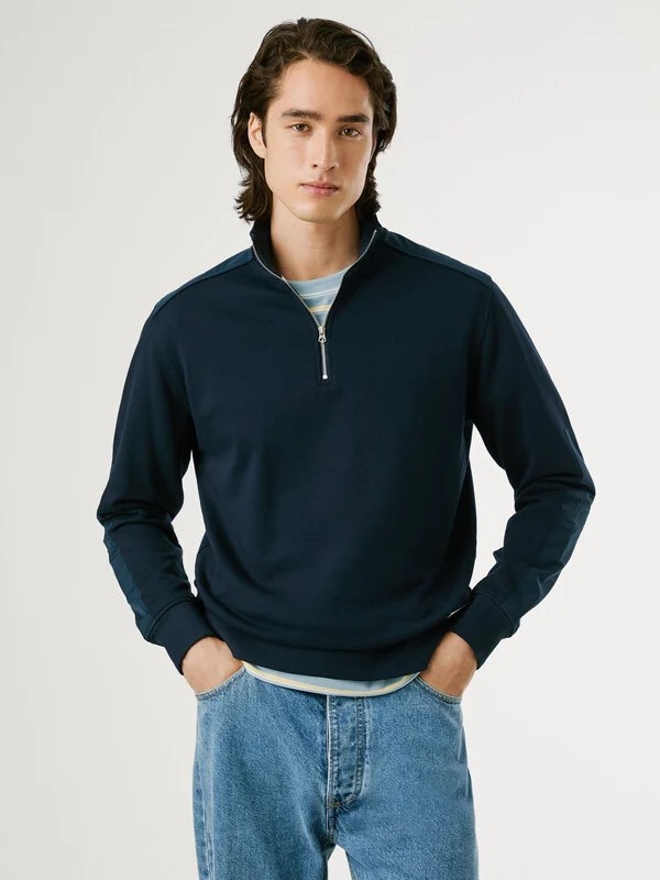 High neck half-zip sweatshirt Mercuit Blue Pepe jeans