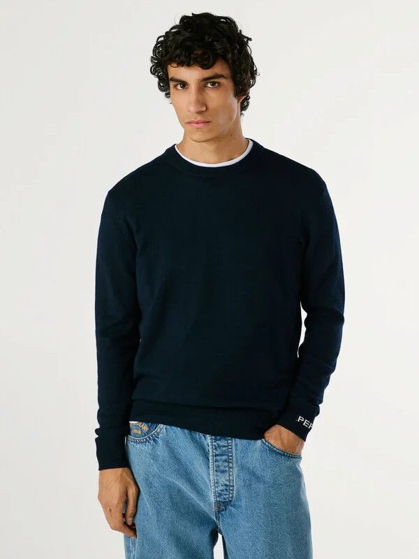 Regular fit crew neck jumper Andre Blue Pepe jeans