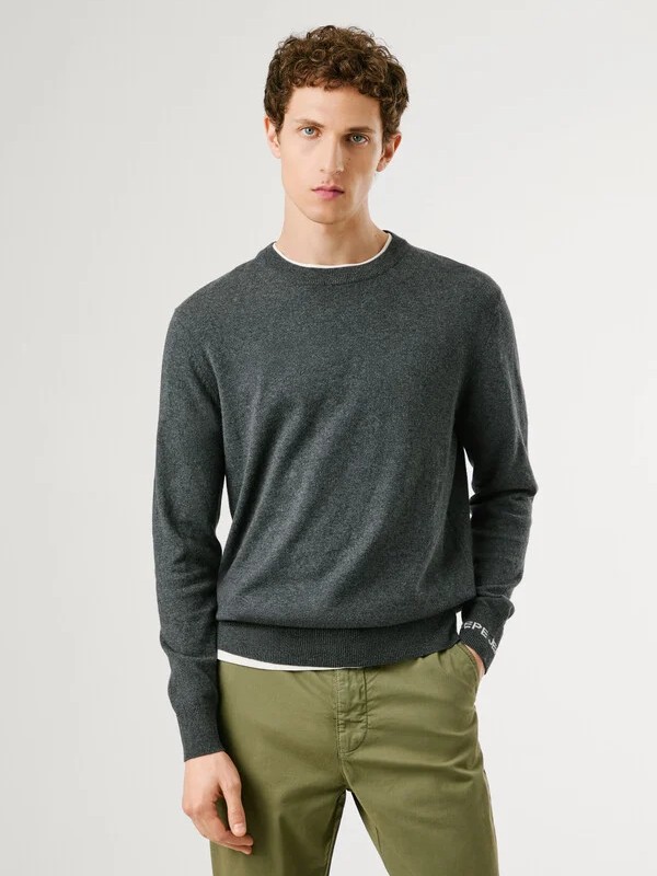 Regular fit crew neck jumper Andre Grey Pepe jeans