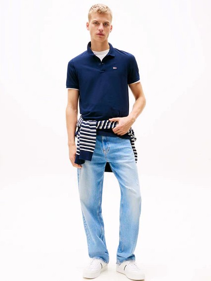 Πόλο με κοντό μανίκι TJM slim placket Blue Tommy jeans
