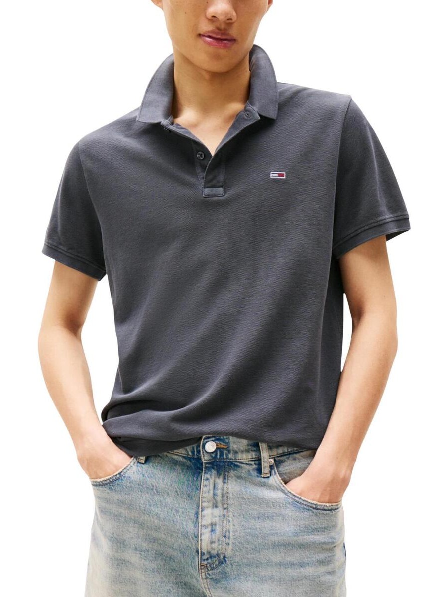 Πόλο με κοντό μανίκι TJM placket Grey Tommy jeans