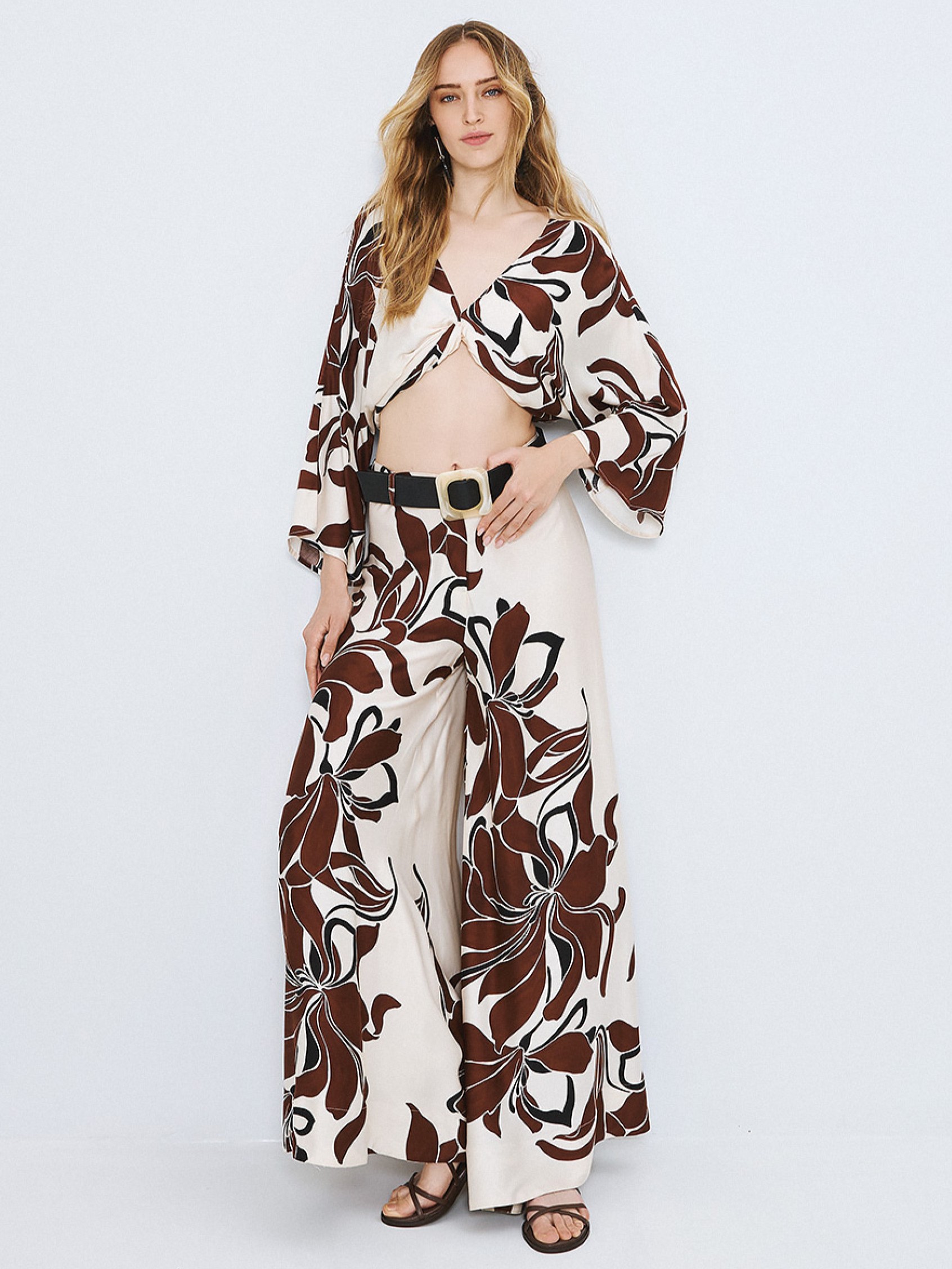 Τόπ εμπριμέ με κόμπο Brown Access