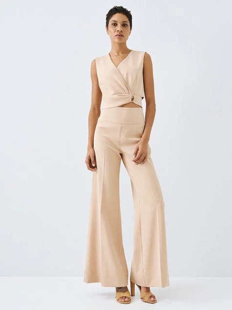 Pants high-waisted bell-bottom Beige Access