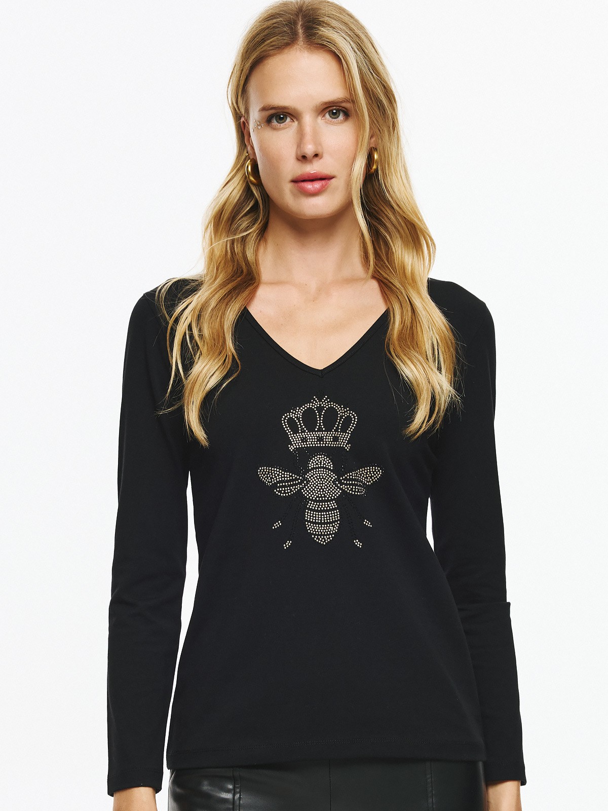 Μπλούζα με μακρύ μανίκι unite μέλισσα Black De javu