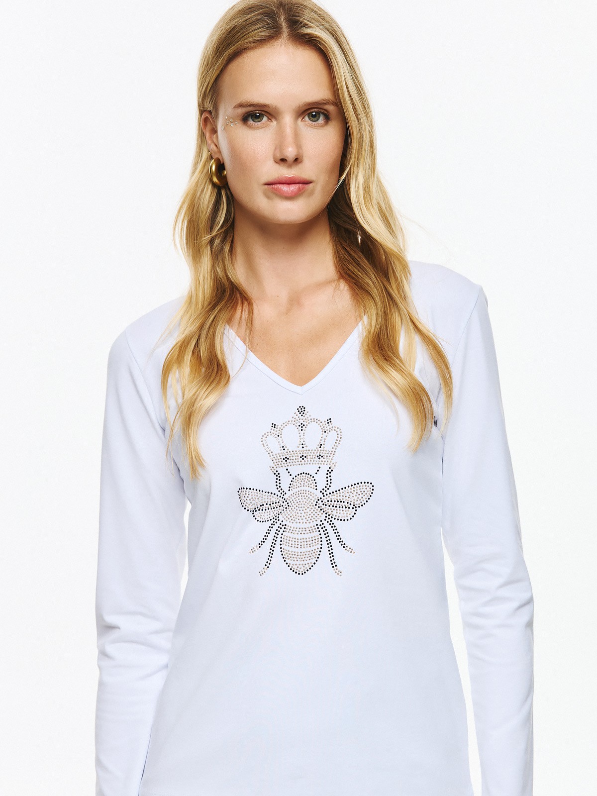 Μπλούζα με μακρύ μανίκι unite μέλισσα White De javu