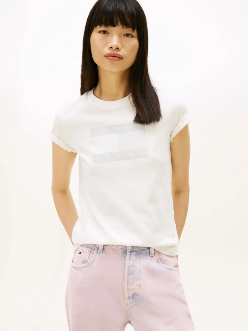 Μπλούζα με κοντό μανίκι TJW flag ss Ecru Tommy jeans