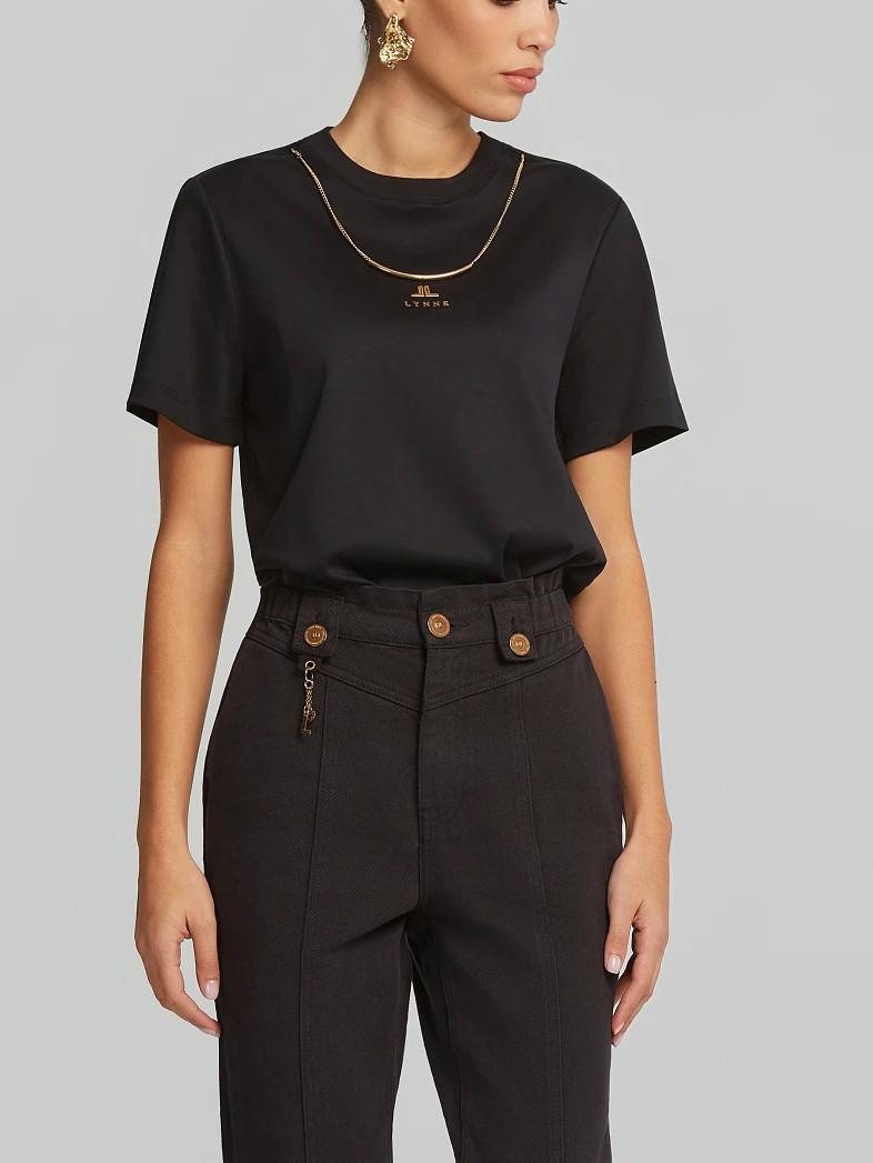 Μπλούζα με κοντό μανίκι με αλυσίδα Black Lynne