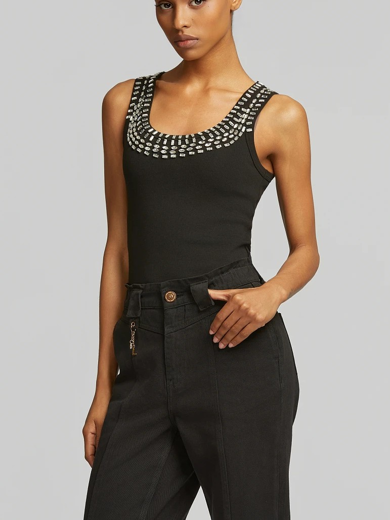 Μπλούζα αμάνικη με κρύσταλλα Black Lynne