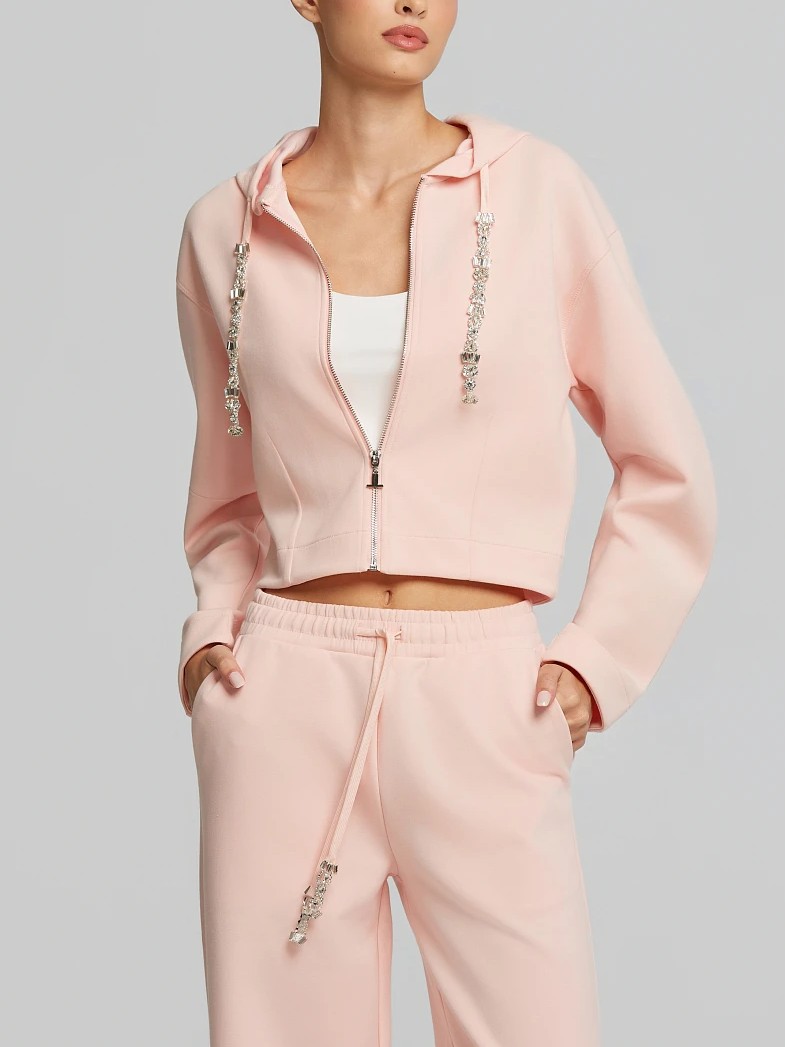 Ζακέτα κοντή φόρμας με κρύσταλλα Pink Lynne