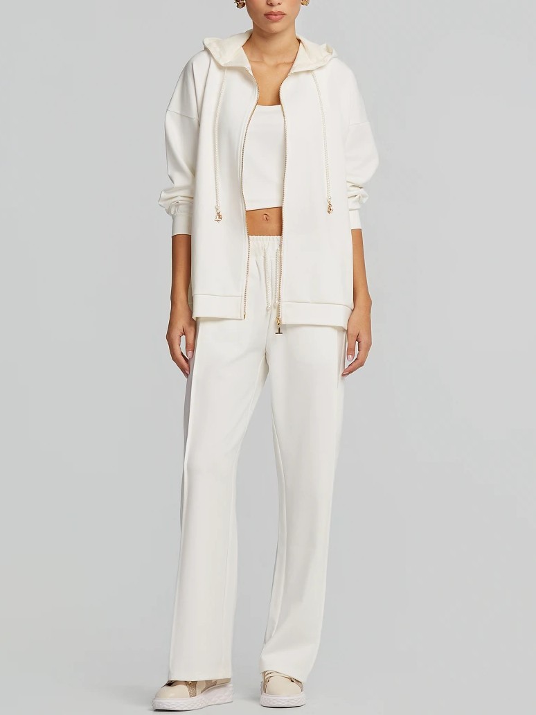 Ζακέτα φόρμας μακριά με κουκούλα White Lynne