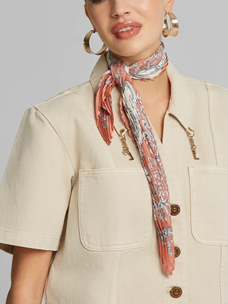 Μαντήλι πλισέ με γεωμετρίες Orange Lynne