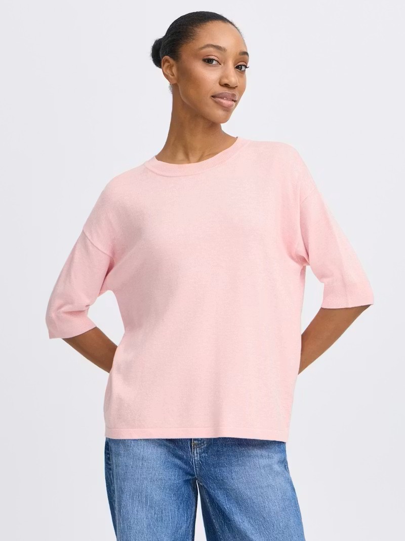 Μπλούζα με κοντό μανίκι πλεκτή Bymmorla Pink B.Young