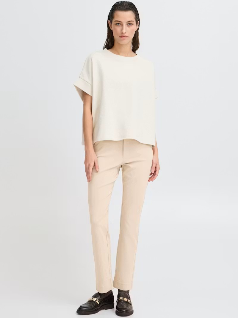 Παντελόνι σε στενή γραμμή Bydixi Beige B.Young