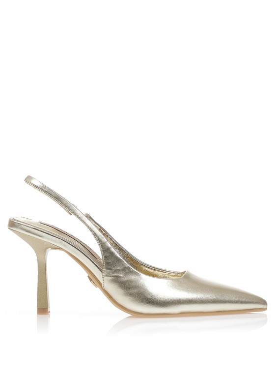 Γόβες χρυσές δερματίνη μυτερές Gold Tsoukalas 