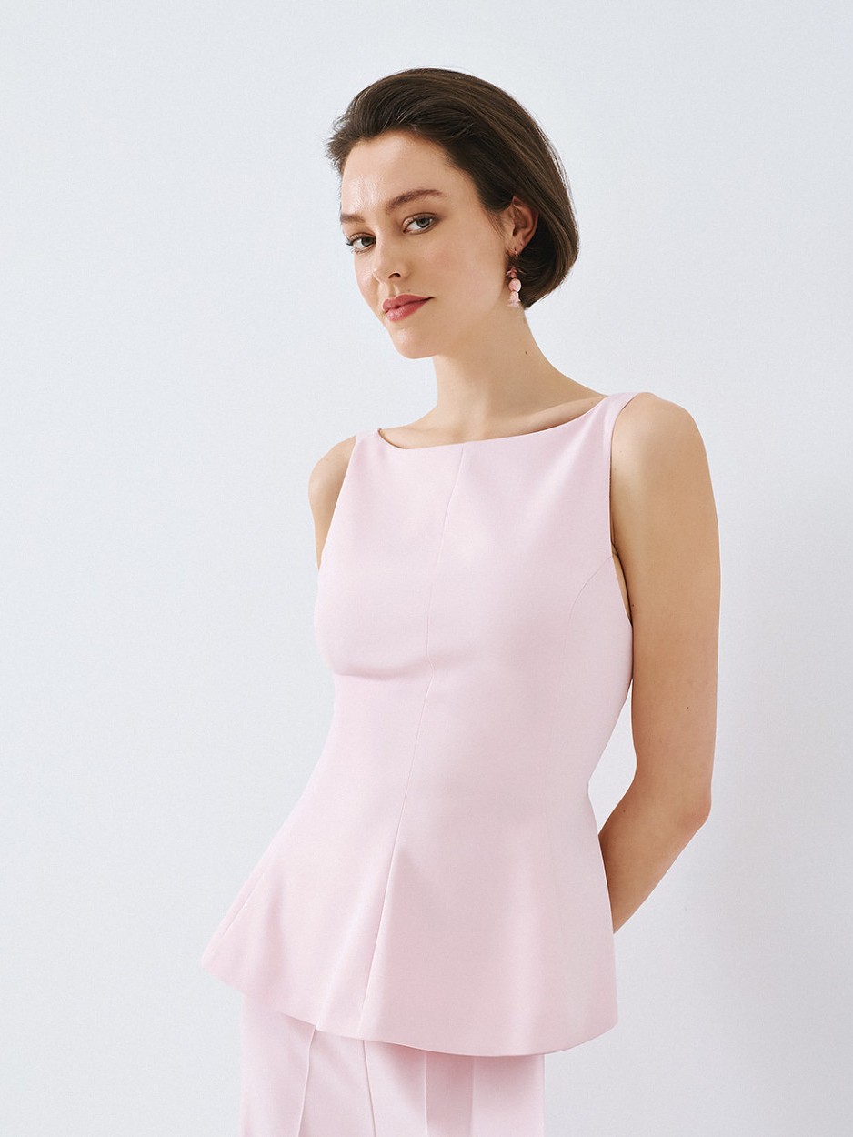 Τόπ αμάνικο peplum με δέσιμο πίσω Pink Access